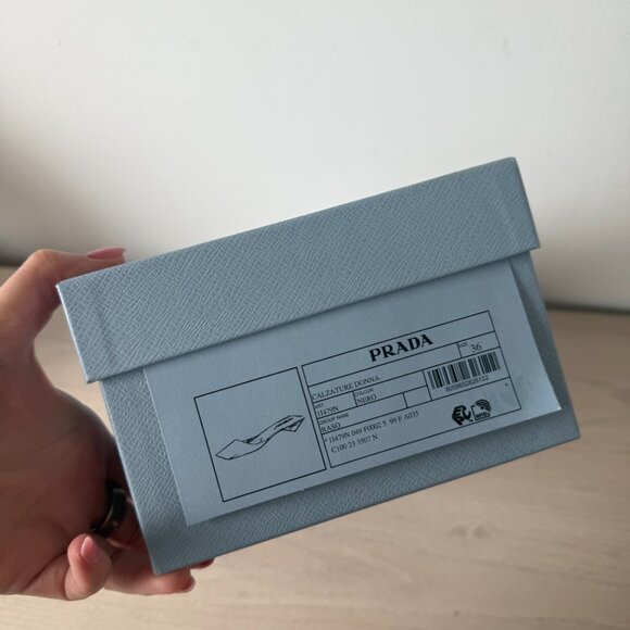 NWT Prada Slip-On Mules Black Satin Square Toe Leather Sole Triangle Heels Sz 36 - Picture 3 of 12